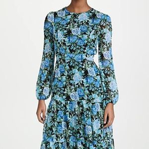 WAYF Blue Floral Midi Dress